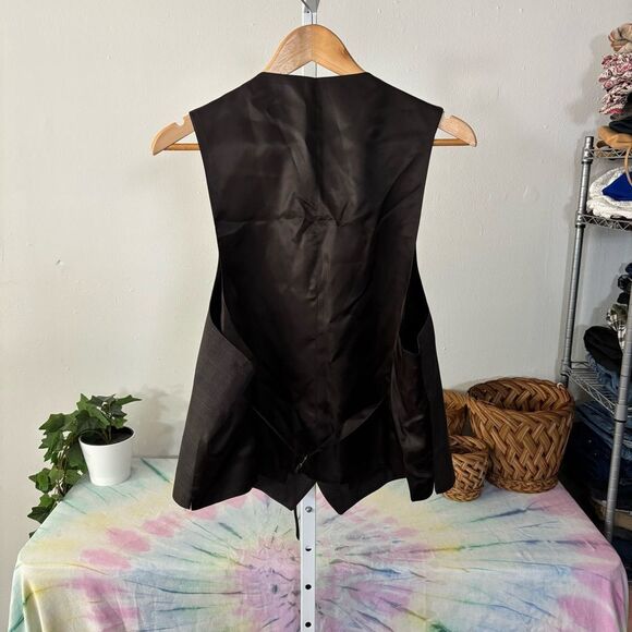 Michael Kors Brown Plaid Kerrigan Vest Tailored 100% Wool 44R new with tags - Picture 5 of 6